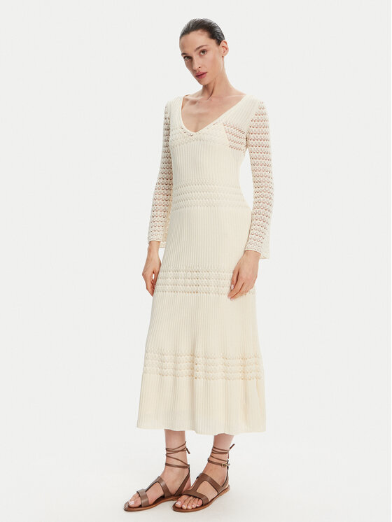 Pepe Jeans Pepe Jeans Strickkleid Paulina PL953712 Beige Slim Fit