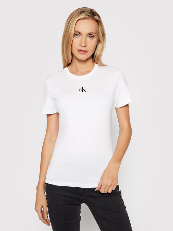 Calvin Klein Jeans T-shirt J20J217314 Bianco Slim Fit • Modivo.it