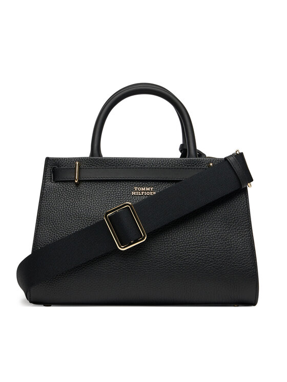 Tommy Hilfiger Tommy Hilfiger Ročna torba American Icon Mini Tote Leather AW0AW17188 Črna