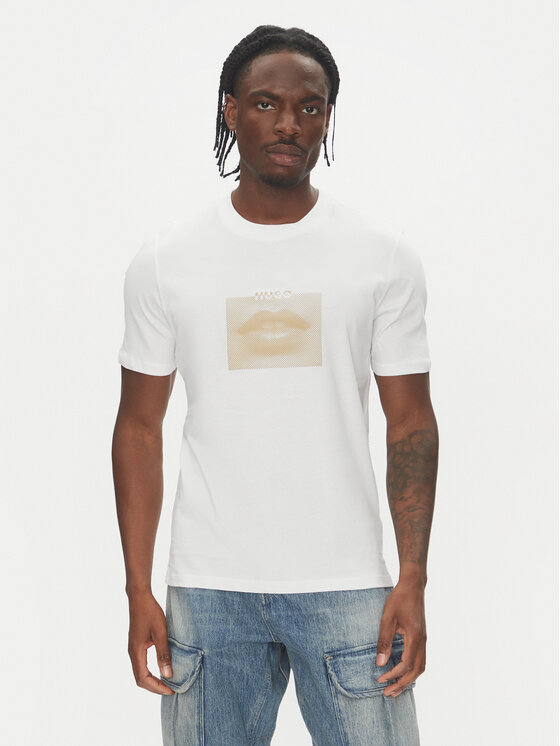 HUGO HUGO T-krekls Deterni 50544496 Balts Regular Fit