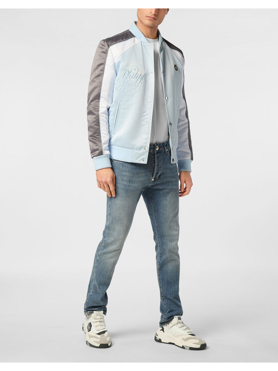 PHILIPP PLEIN PHILIPP PLEIN Kurtka bomber 27653 Niebieski jasny Regular Fit