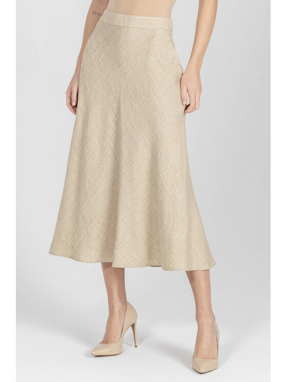 Deni Cler Milano Deni Cler Milano Spódnica midi W-DC-7011-F2-D5-13-1 Beżowy A-Line Fit
