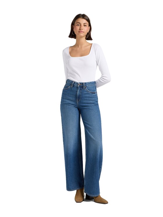 Lee Lee Jeansy 112370893 Niebieski Wide Leg