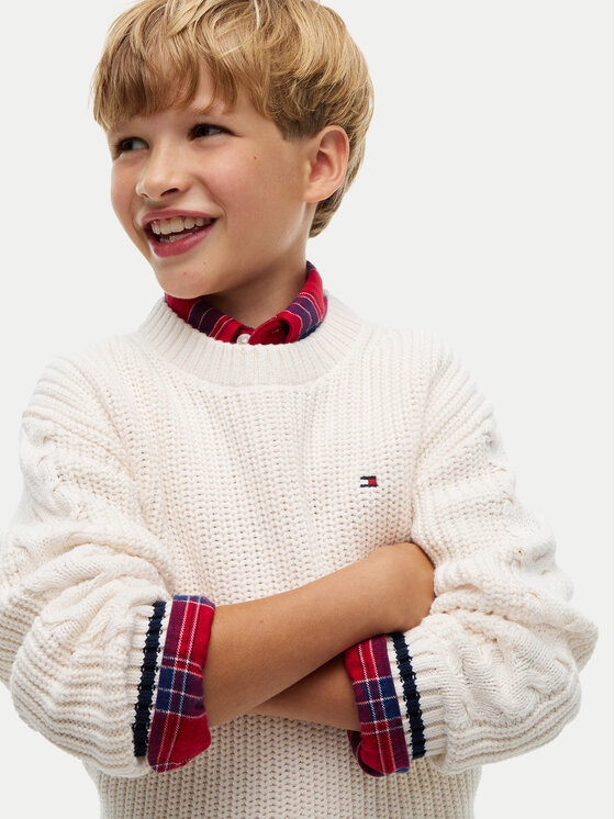 Tommy Hilfiger Tommy Hilfiger Sweter KB0KB10629 Kremowy Regular Fit