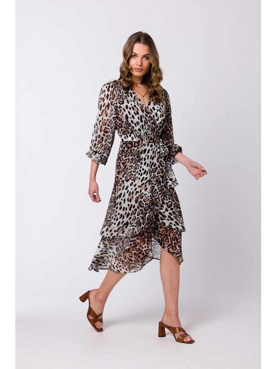 Stylove Stylove Každodenní šaty S341 Hnědá Regular Fit