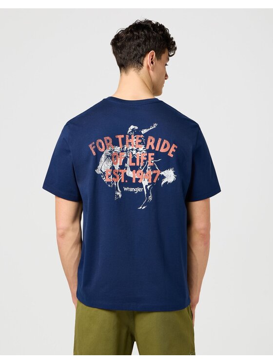 Wrangler Wrangler T-Shirt GRAPHIC TEE Niebieski Relaxed Fit