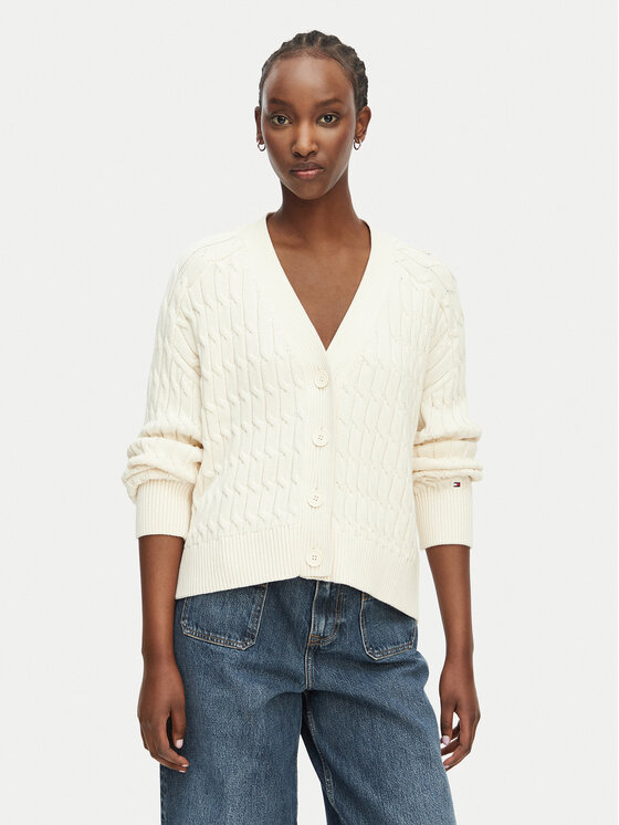 Tommy Hilfiger Cardigan WW0WW50078 Crem Relaxed Fit