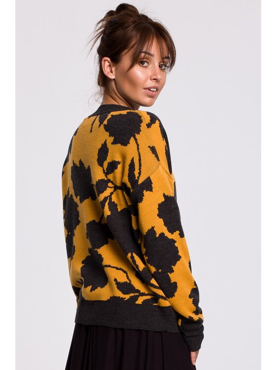 BeWear BeWear Sweter bk056 Żółty Baggy Fit