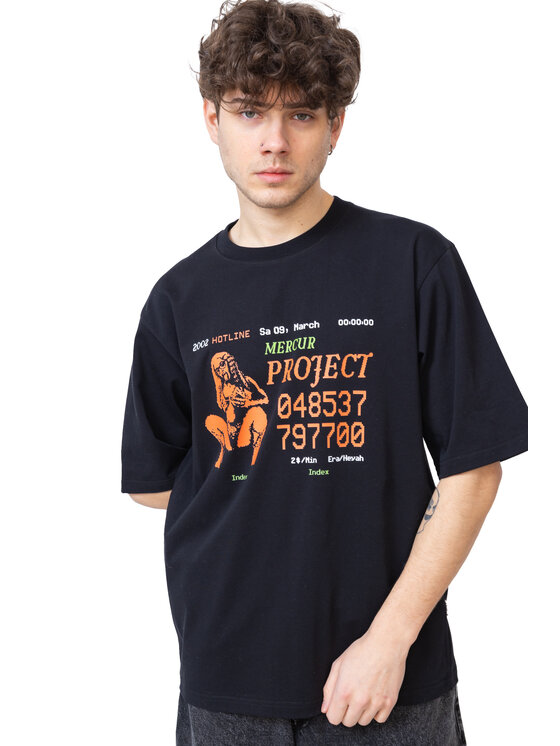 Mercur Mercur T-Shirt Hotline Czarny Comfortable Fit