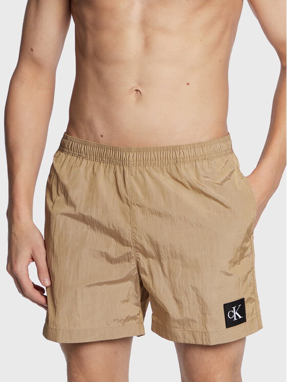 Calvin Klein Swimwear Kopalne hlače KM0KM00819 Bež Regular Fit