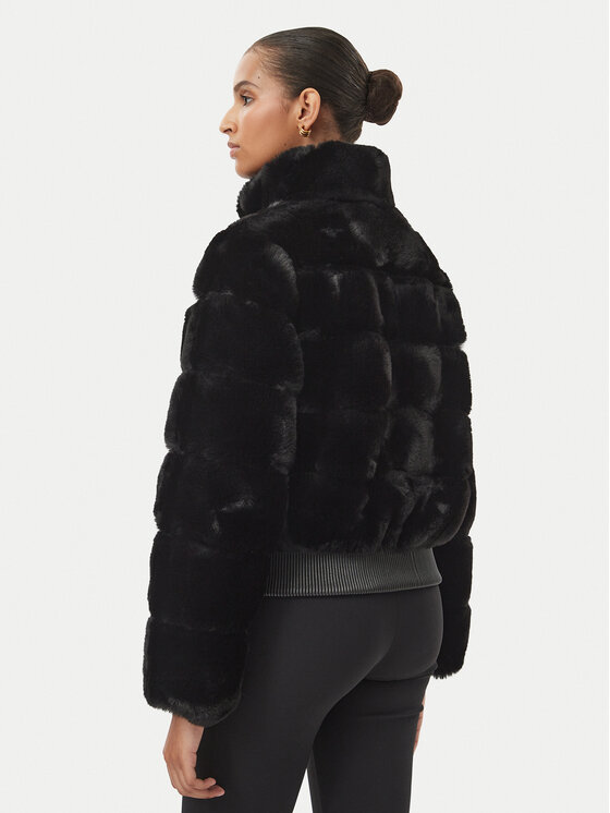 Michael Kors Michael Kors Кожено палто 77G1377M52 Черен Regular Fit
