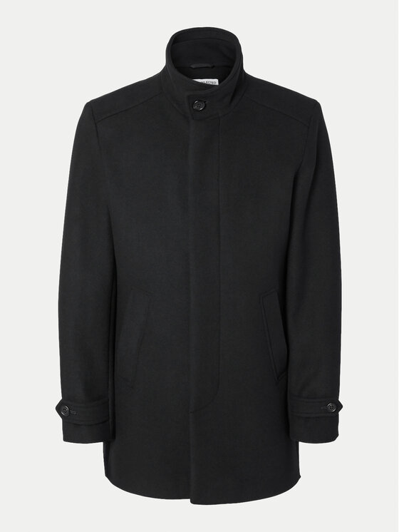 Selected Homme Selected Homme Płaszcz wełniany 16094322 Czarny Regular Fit