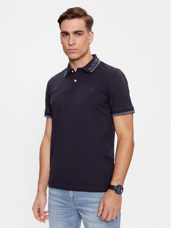 Guess Guess Polo särk Lyle M4RP60 K7O64 Tumesinine Slim Fit
