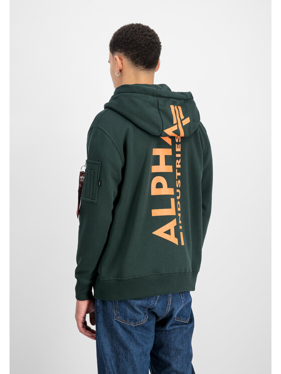 Alpha Industries Alpha Industries Bluza Backprint Zip Hoodie Zielony Regular Fit