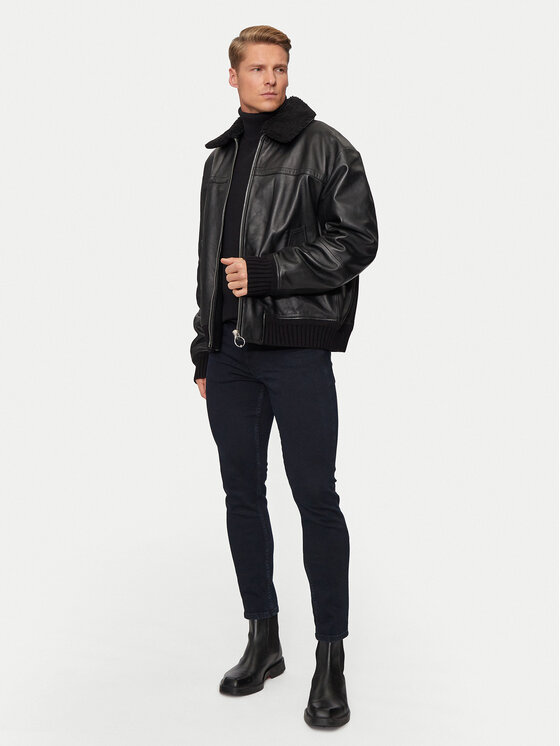 Versace Jeans Couture Versace Jeans Couture Kurtka skórzana 77GAVP01 Czarny Regular Fit