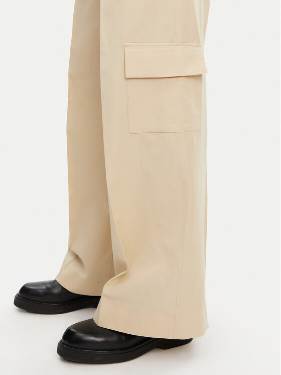 Calvin Klein Calvin Klein Hlače K20K208168 Bež Wide Leg