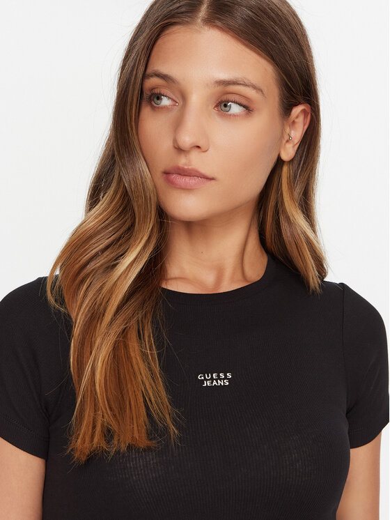 Guess Jeans Guess Jeans T-Shirt W5BP45 KA0H1 Μαύρο Slim Fit