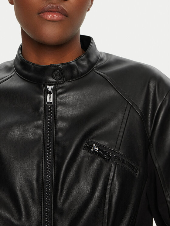 Guess Guess Bunda z imitace kůže W4YL04 WE480 Černá Regular Fit