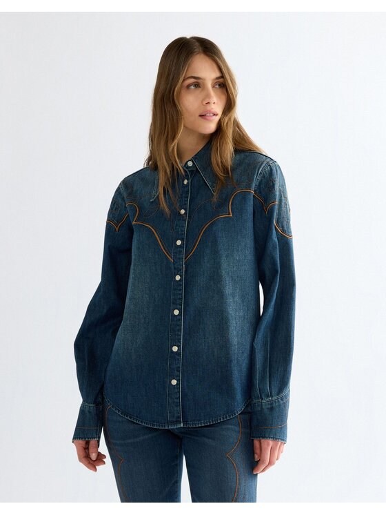 Wrangler Wrangler Koszula WESTERN YOKE SHIRT Niebieski Regular Fit