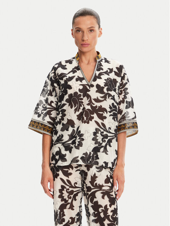 Devotion TWINS Devotion TWINS Bluse Ethnic 025.004G Schwarz Loose Fit