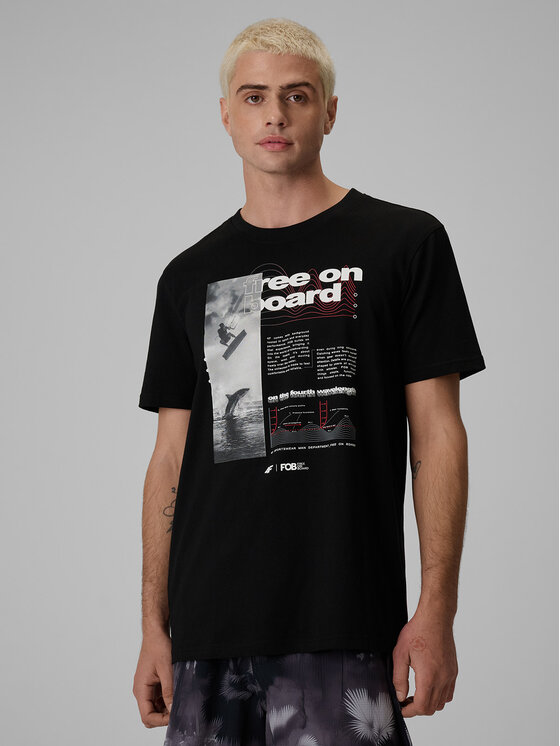 4F 4F T-Shirt FOB SUMMER Czarny Regular Fit