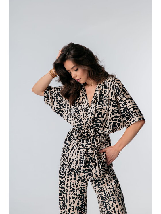 Aurora Aurora Garnitur Kimono animal print Czarny Custom Fit