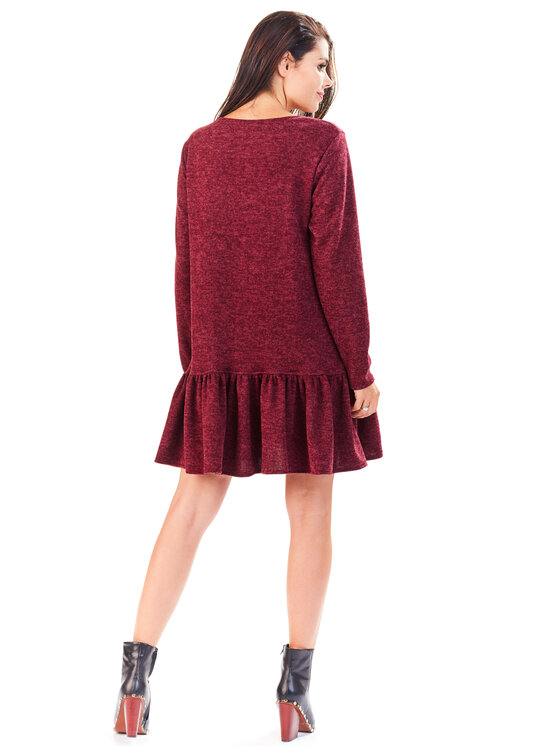 Awama Awama Každodenné šaty L056 Bordová Basic Fit
