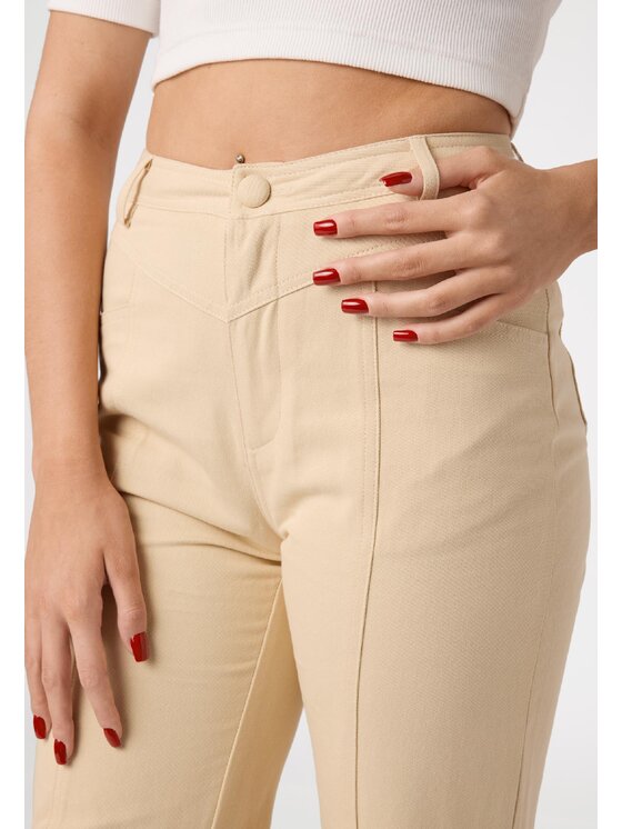 LAURELLA LAURELLA Kalhoty z materiálu LAURELLA 3TU001102 Béžová Regular Fit