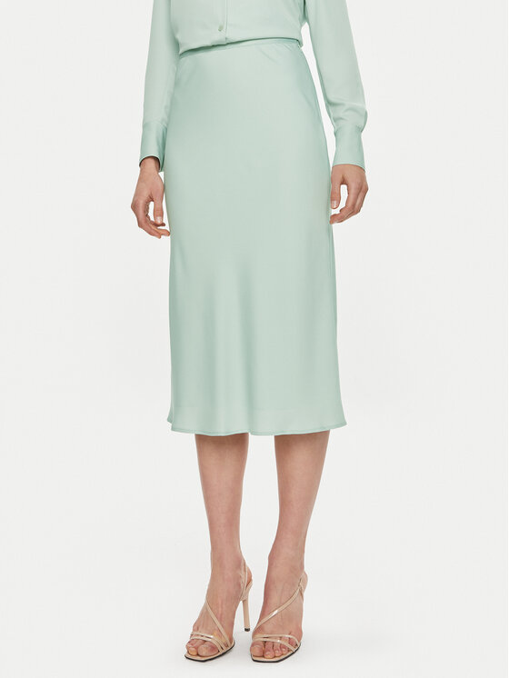 Calvin Klein Midi sukňa Bias K20K203514 Zelená Regular Fit