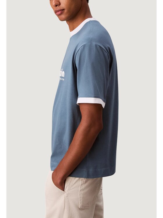 Calvin Klein Jeans Calvin Klein Jeans T-Shirt SS RETRO LOGO RINGER Μπλε Casual Fit
