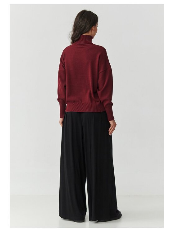 Makadamia Makadamia Sweter S165 Bordowy Loose Fit