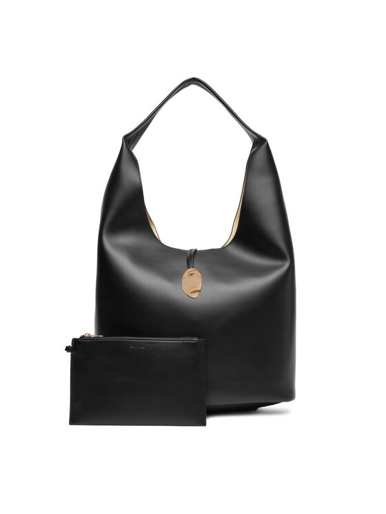 Geantă Calvin Klein Jeans Stone Lock Slouchy Large Shoulde LV04K3149G Negru