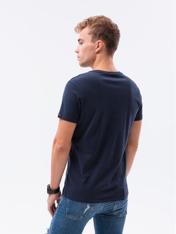 Ombre Ombre T-Shirt S1369 Granatowy Regular Fit
