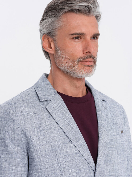 Ombre Ombre Marynarka OM-BLZB-0128 Niebieski Regular Fit