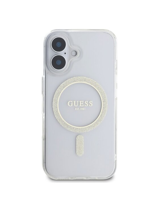 Guess Guess Etui na telefon Glitter Circle Przezroczysty