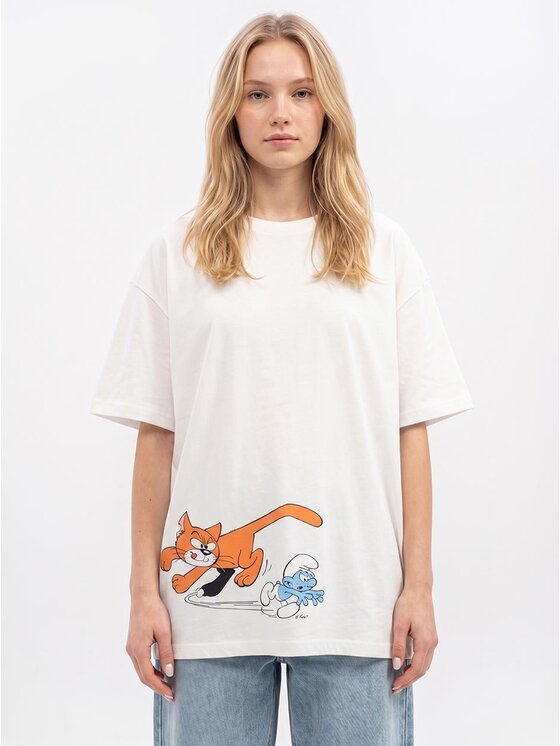 Smerfy Smerfy T-Shirt 132206 Biały Oversize