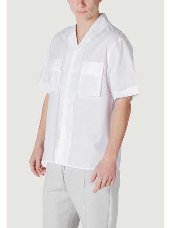 Antony Morato Antony Morato Camicia GRANADA RELAXED FIT WITH LOGOED METAL BADGE Bianco Relaxed Fit