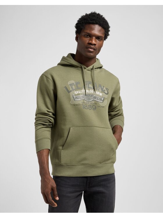 Lee Lee Bluzka BIG LOGO HOODIE Zielony Regular Fit