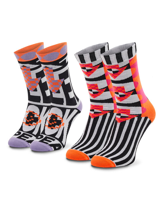 Zooksy Zooksy Súprava 2 párov vysokých ponožiek unisex Fluo Love&Respect Farebná