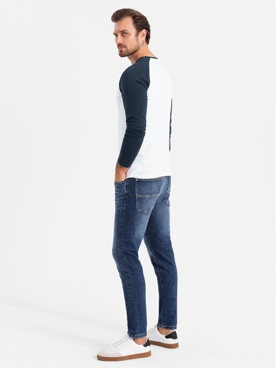 Ombre Ombre Longsleeve OM-LSCL-0105 Granatowy Regular Fit