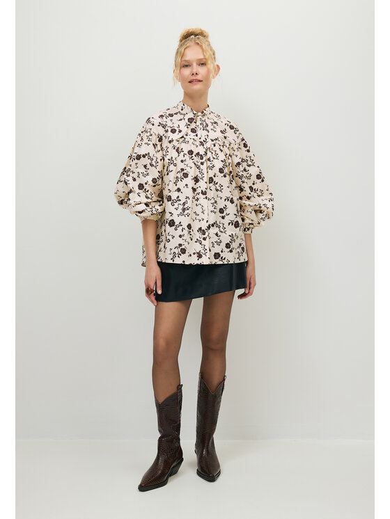 BIZUU BIZUU Košile MALAY FLORAL REGULAR FIT COTTON SHIRT Bílá Standard Fit