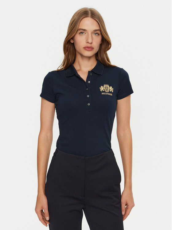 Tommy Hilfiger Polo Varsity WW0WW43931 Blu scuro Slim Fit, taglia : S