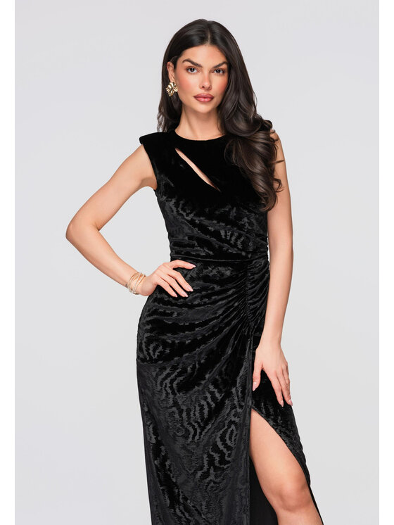 Ombre Ombre Sukienka wieczorowa LA-OM-DLR290 Czarny Regular Fit