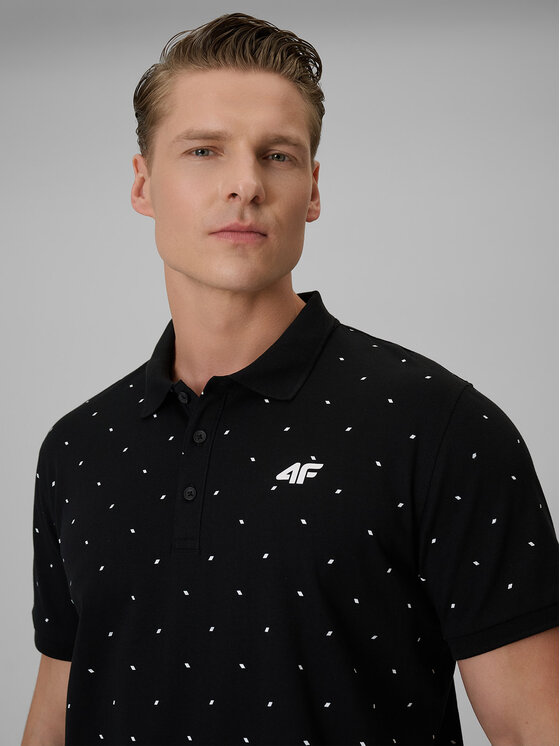 4F 4F Polo SPORTS CLUB Czarny Regular Fit