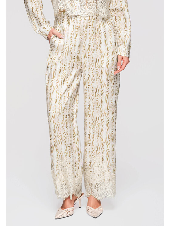 Ombre Ombre Spodnie materiałowe OW-PA-E0006 Beżowy Relaxed Fit