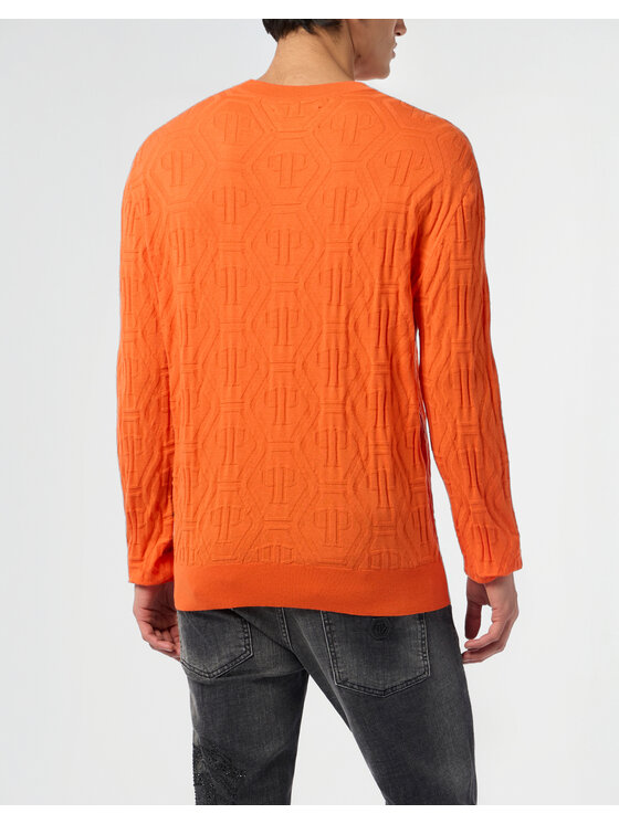 PHILIPP PLEIN PHILIPP PLEIN Sweter 29913 Pomarańczowy Regular Fit