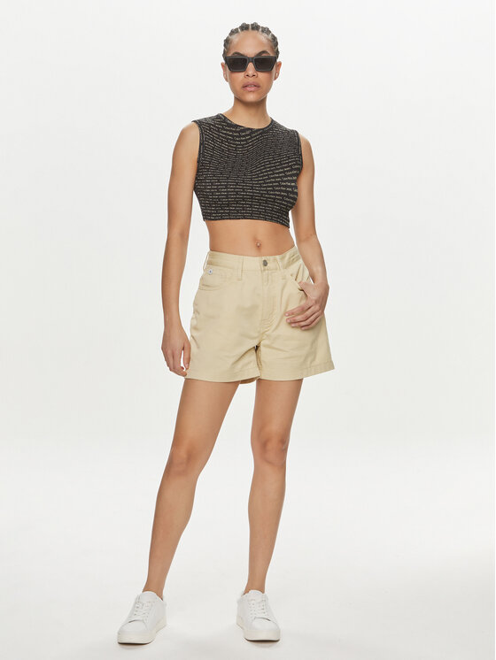 Calvin Klein Jeans Calvin Klein Jeans Szorty materiałowe J20J223135 Beżowy Mom Fit