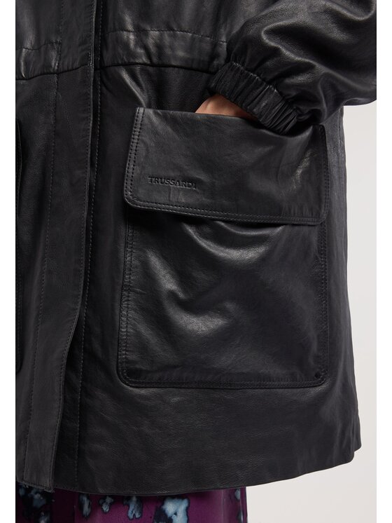 Trussardi Trussardi Kurtka skórzana R300A000783N033 Czarny Regular Fit