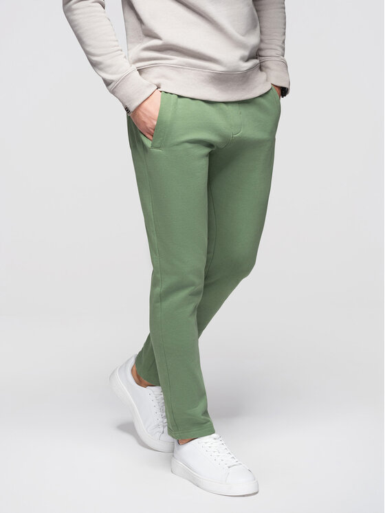 Ombre Ombre Spodnie dresowe OM-PABS-0304 Zielony Slim Fit