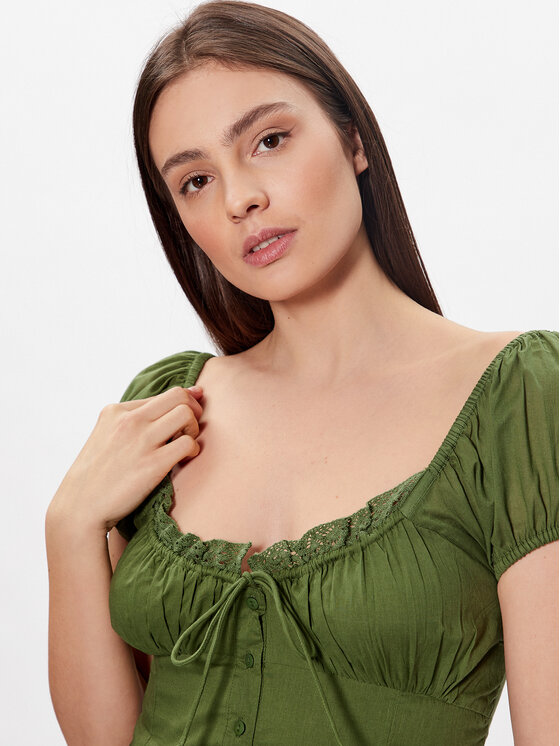 BDG Urban Outfitters BDG Urban Outfitters Sommerkleid BDG CARMEN BOHEMIA MIDI 76476704 Grün Basic Fit